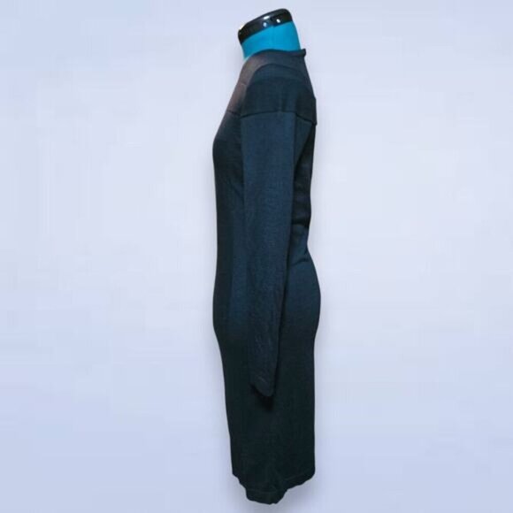 Black Goat Cashmere | Cashmere Silk Blend Long Sleeve Black Dress - Size Large - Picture 2 of 9